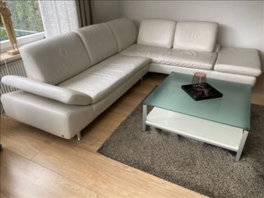 Abbildung: Couch Wohnlandschaft Sofa Leder weiss